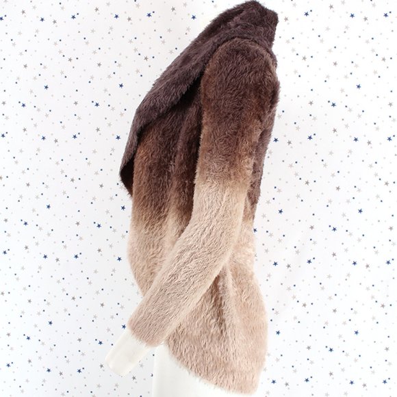 Fuzzy Ombre Cardigan Sweater Brown - Picture 4 of 7